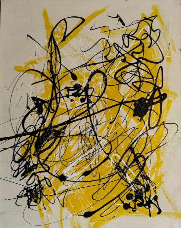 Mid Century Modern Abstract Drip Action Painting in the style of Jackson Pollack (1 of 3)