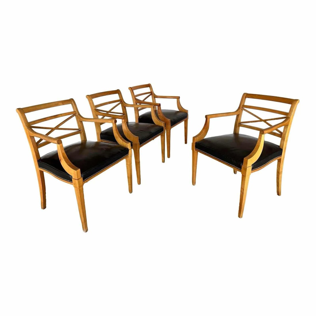 (4) FRENCH BIEDERMEIER LEATHER CHAIRS (1 of 14)