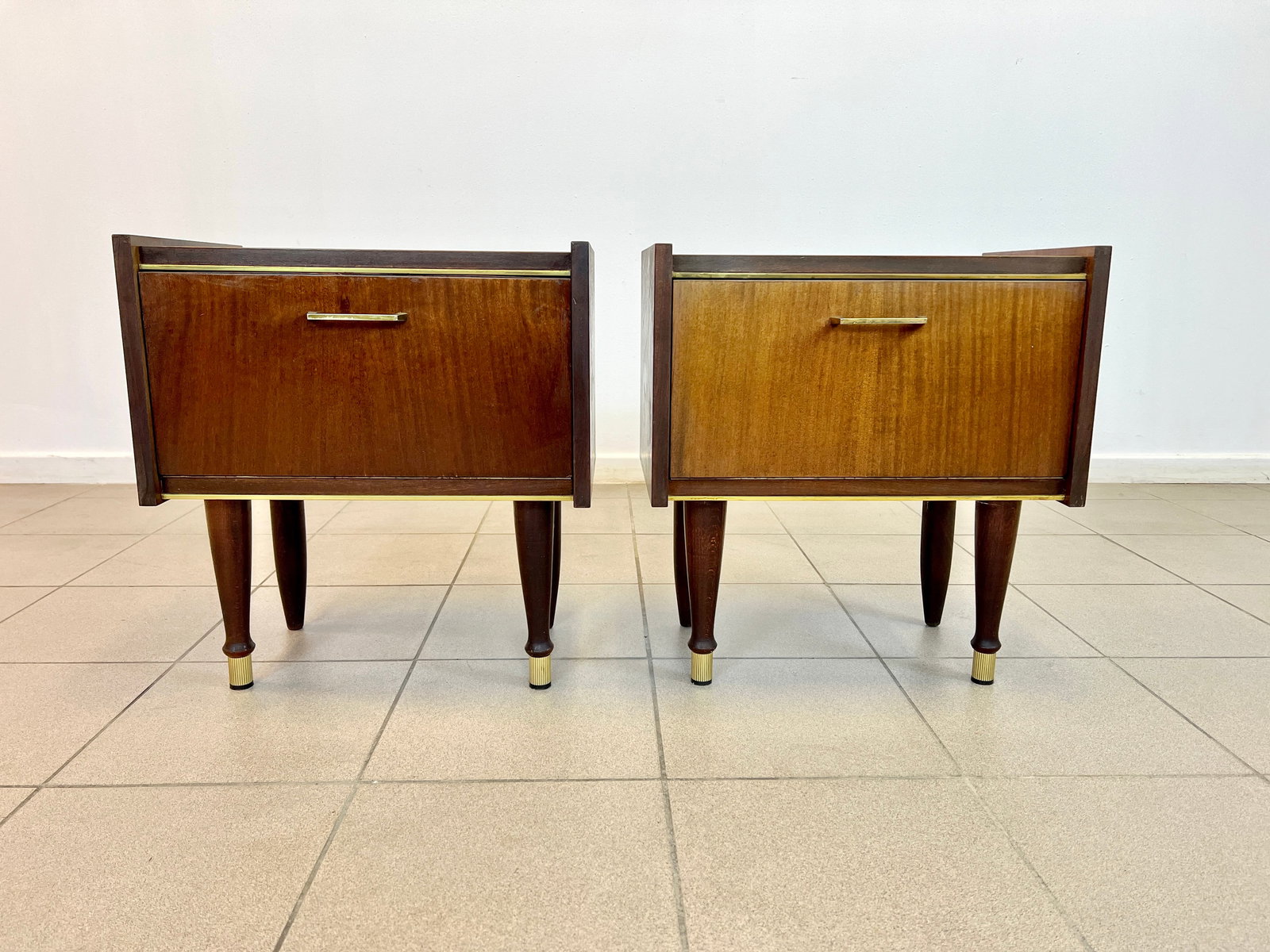 (2) DUTCH BEDSIDE TABLES NIGHTSTANDS 1960s (1 of 8)