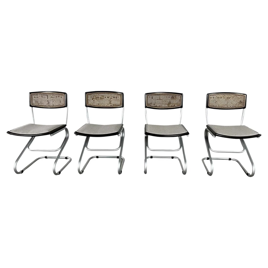 (4) ITALIAN CESCA STYLE CANE CANTILEVER CHAIRS (1 of 10)