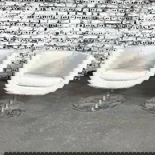 (2) JEFFREY BERNETT FOR B&B ITALIA TULIP CHAIRS: Dimensions: H 28” x W 25.5” x SD 19” x SH 16.9”. Pair of B&B Italia Tulip designed 360-degree swivel armchairs by Jeffrey Bernett. The base is in polished and brushed aluminum.