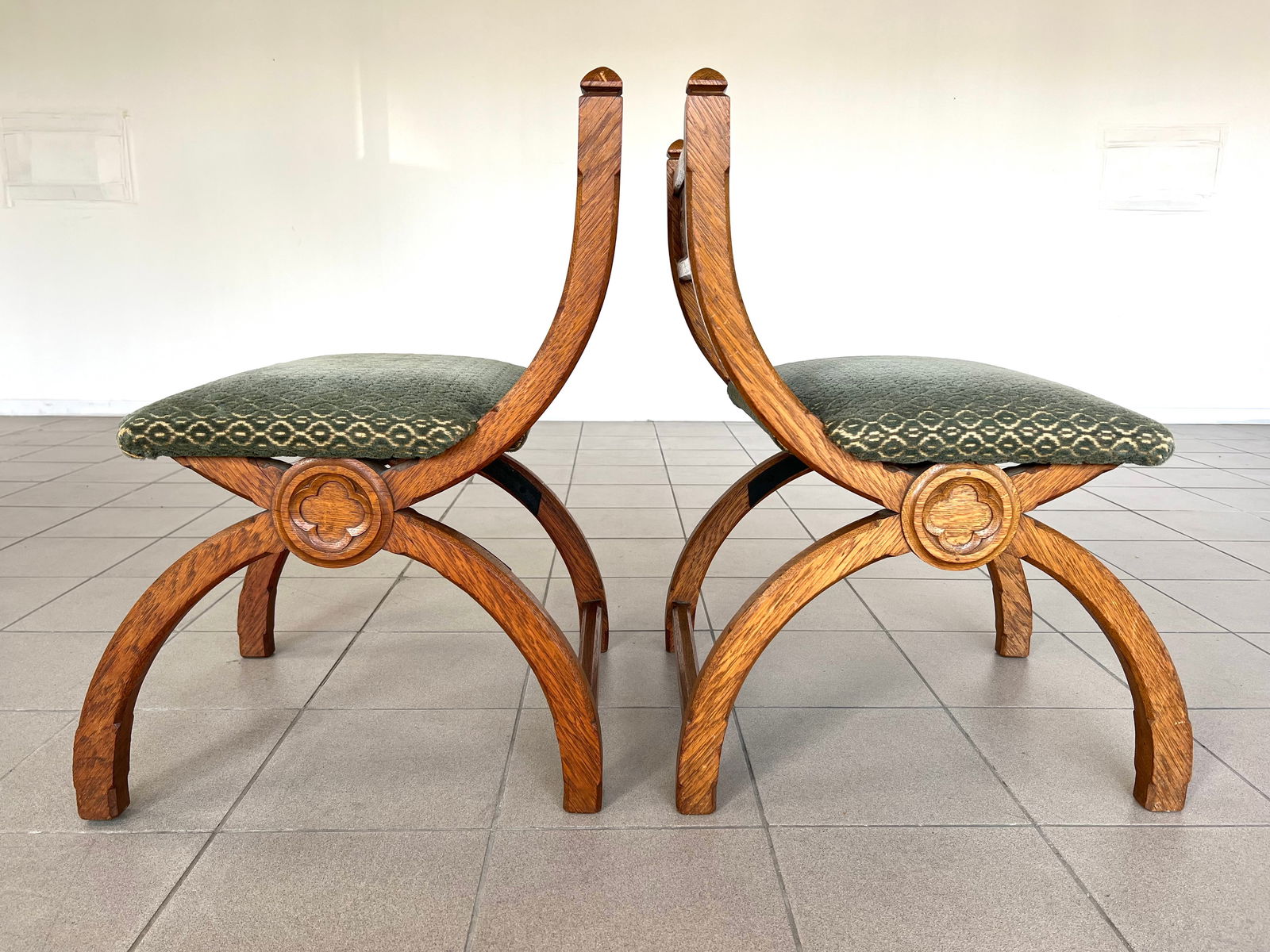 (2)  GOTHIC CHAIRS WITH ORIGINAL UPHOLSTERY (1 of 14)