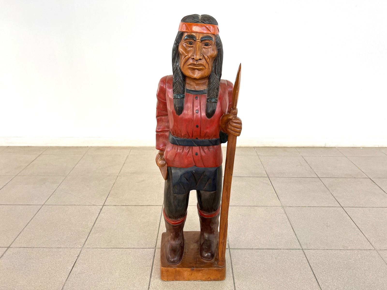 HAND CARVED NATIVE AMERICAN STATUE (1 of 9)