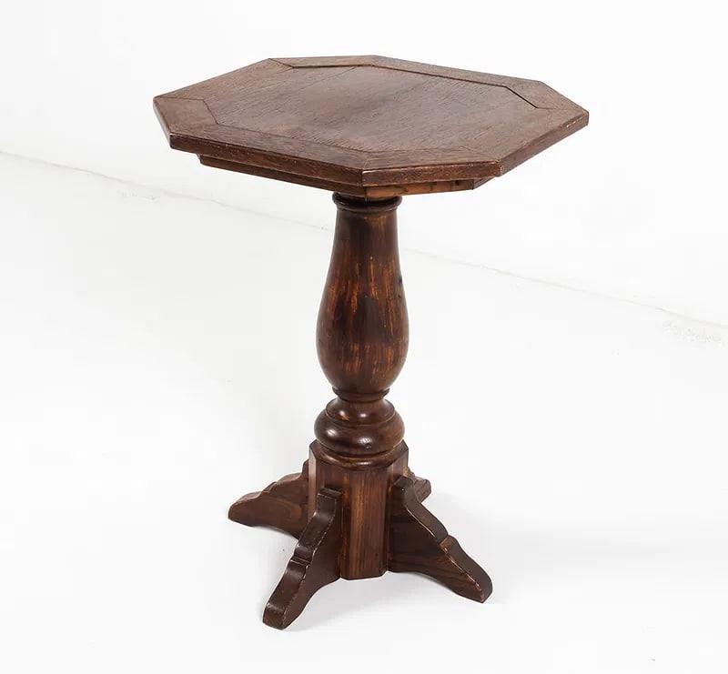 OCTAGONAL OAK PEDESTAL SIDE TABLE (1 of 13)