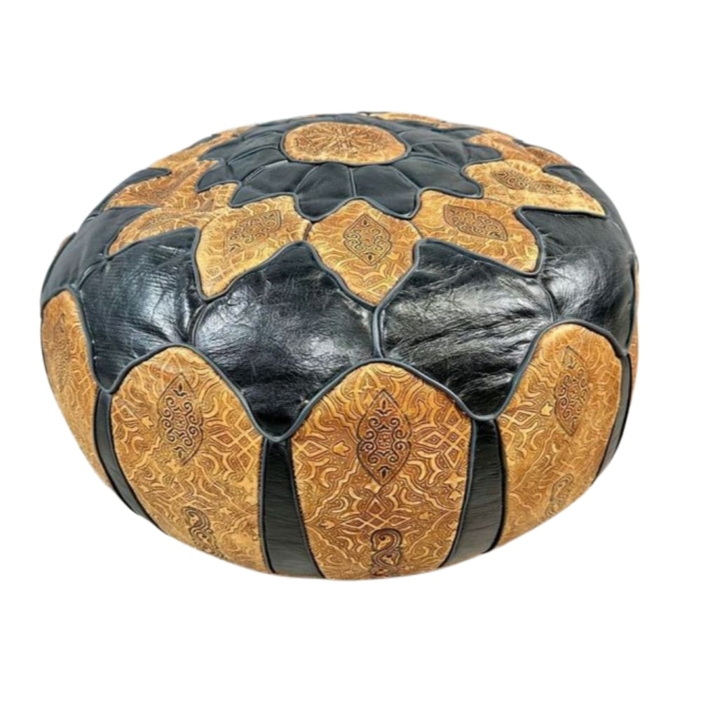 MORROCAN LEATHER POUF OTTOMAN (1 of 14)