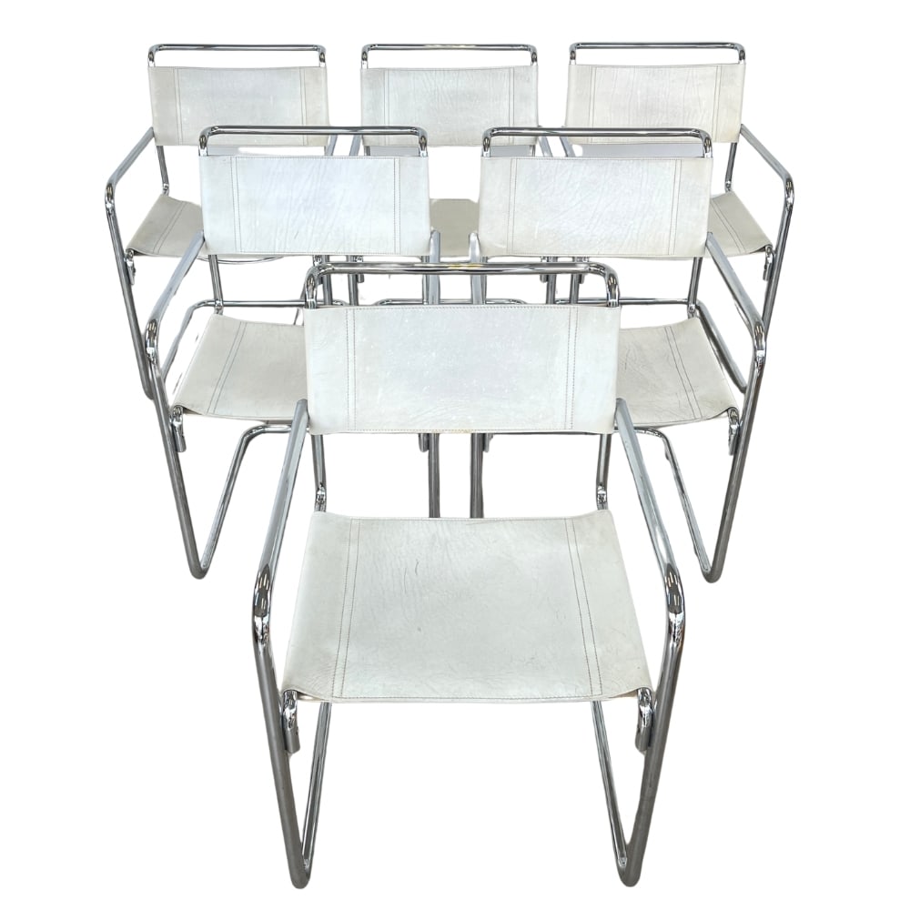 (6) MANNER OF MART STAM WHITE LEATHER CHAIRS (1 of 12)
