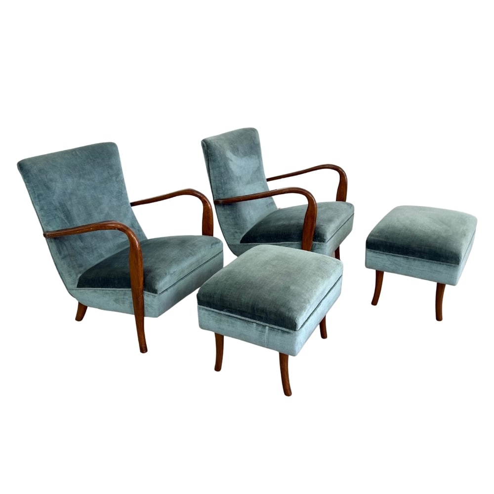 (2) ITALIAN ARMCHAIRS WITH FOOTSTOOLS 1950S (1 of 11)