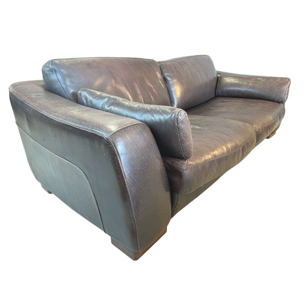 ITALIAN VINTAGE BROWN LEATHER SOFA (1 of 13)