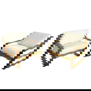 (2) DANISH LOUNGE CHAIRS FOR CFC SILKEBORG: Dimensions: H 28.7&rdquo; x W 30.3&rdquo; x D 33&rdquo;. Pair of Danish lounge chairs for CFC Silkeborg, newly upholstered in off-white boucle.