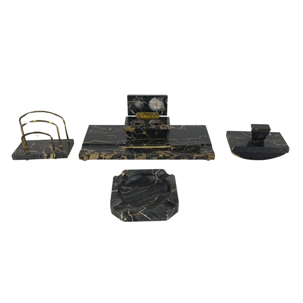 (5) ART DECO PORTORO MARBLE DESK SET (1 of 10)