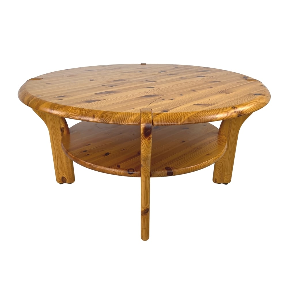 BRUTALIST ROUND PINE COFFEE TABLE (1 of 11)