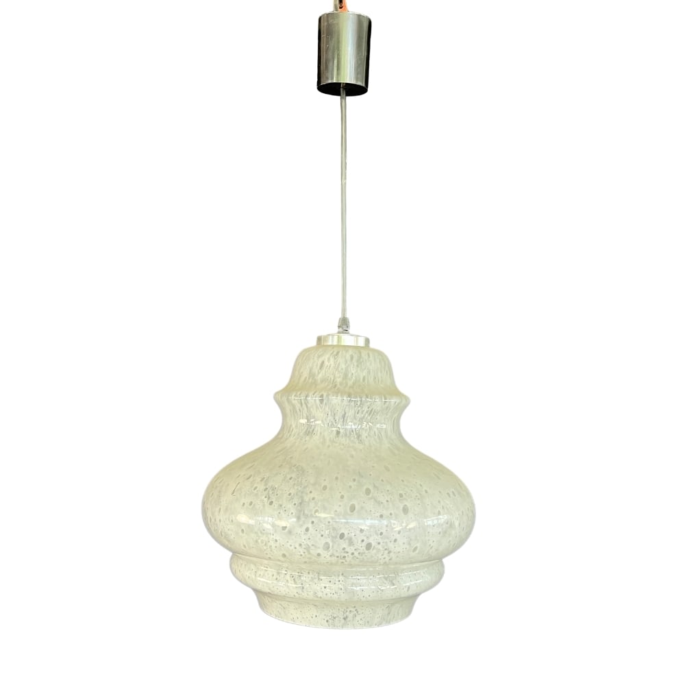 CHANDELIER PENDANT LAMP MANNER OF MAZZEGA: Dimensions: H 25.5” x W 12”. Italian pendant lamp, manner of Mazzega.