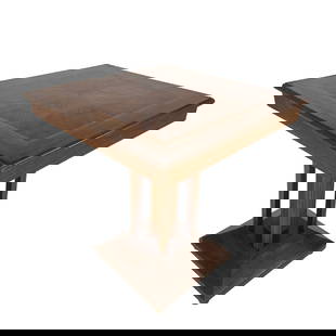 SCANDINAVIAN ART DECO GAME TABLE: Dimensions: H 29.7” x W 27.5” x W (base) 17”. Scandinavian Art Deco game or dining table.