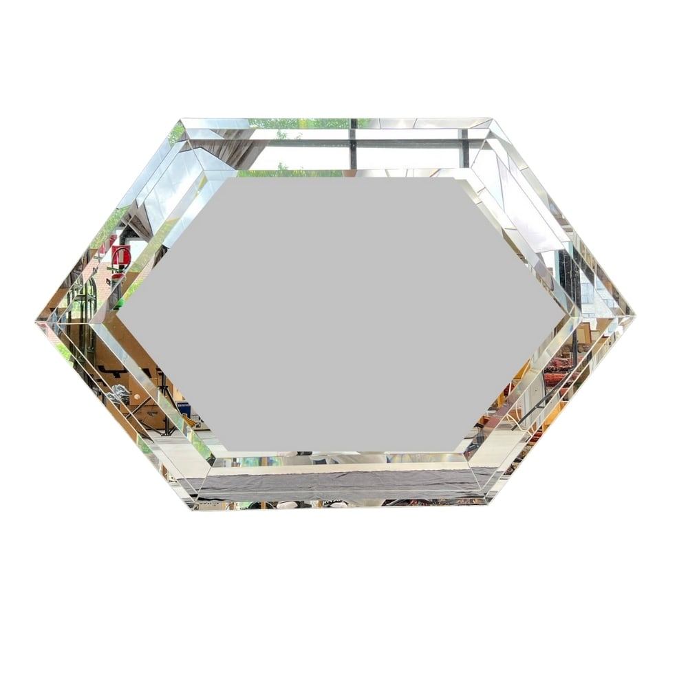 LARGE VINTAGE HEXAGON MIRROR, 1970s (1 of 11)