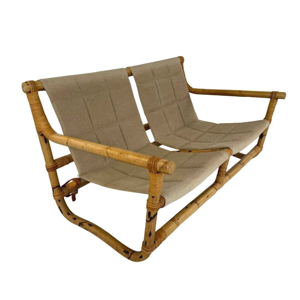 BAMBOO AND RATTAN SAFARI SOFA, 1970s (1 of 14)