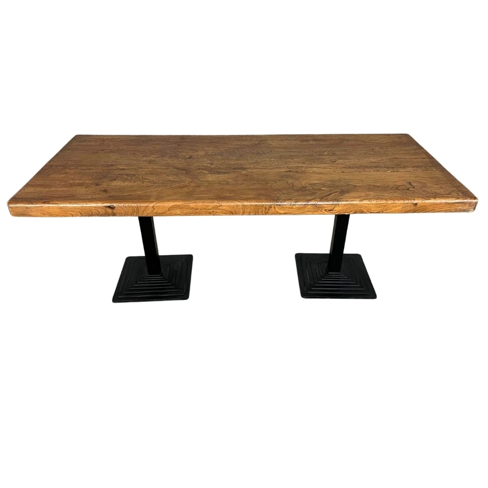 CAST IRON AND OAK INDUSTRIAL DINING TABLE (1 of 7)