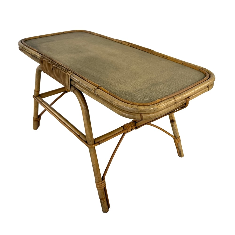 DUTCH CANE COFFEE TABLE BY DIRK VAN SLIEDREGT, 1950s (1 of 11)