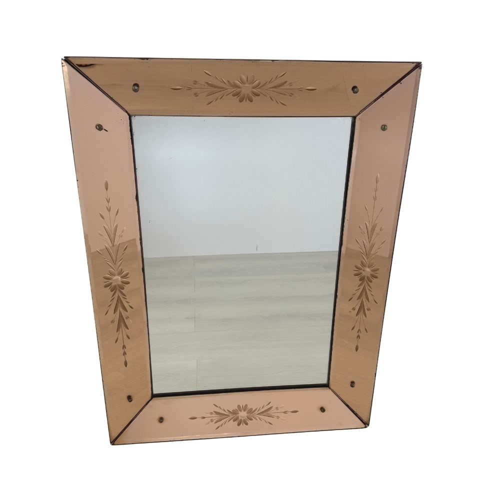 FRENCH ART DECO PINK MIRROR, 1930s (1 of 11)