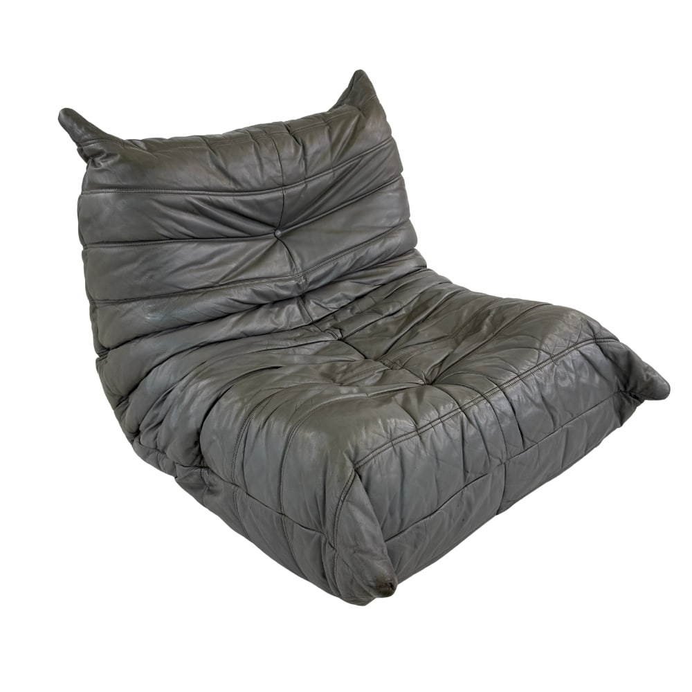 LIGNE ROSET TOGO CHAIR: Dimensions: H 27” x W 34” x D 38” x SH 14”. Leather Ligne Roset “Togo” chair, designed by Michel Ducaroy.