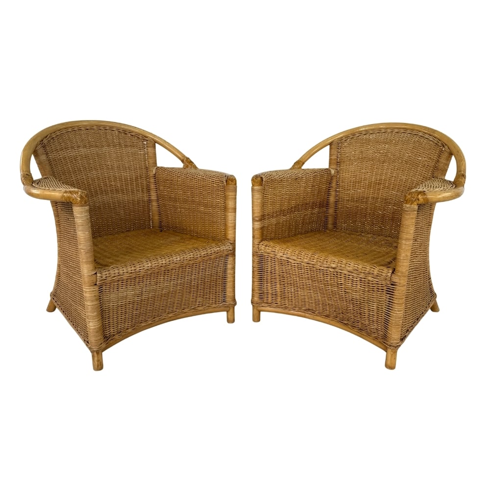 (2) FRENCH WICKER GARDEN ARMCHAIRS (1 of 14)