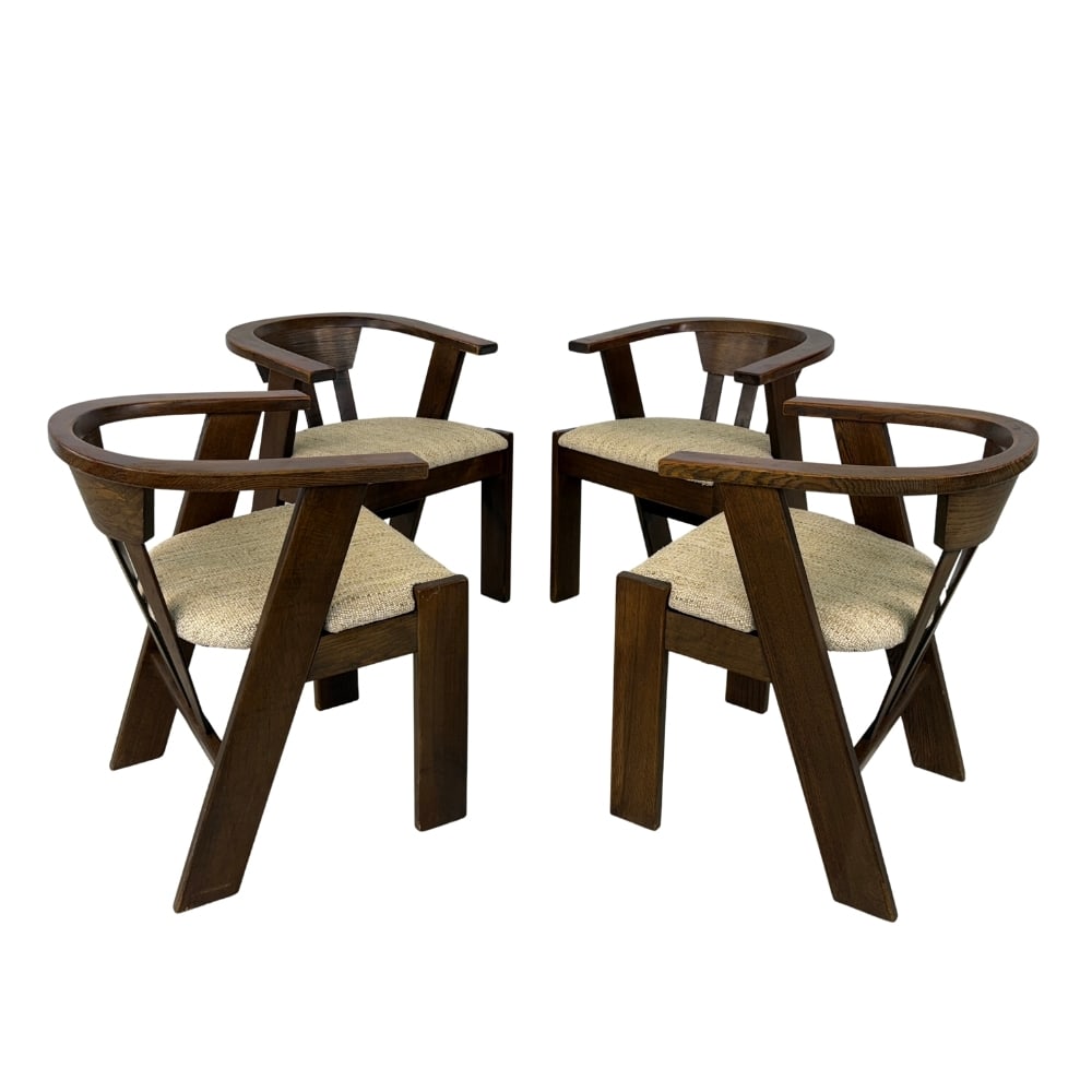 (4) DUTCH BRUTALIST DINING CHAIRS, 1970s (1 of 12)