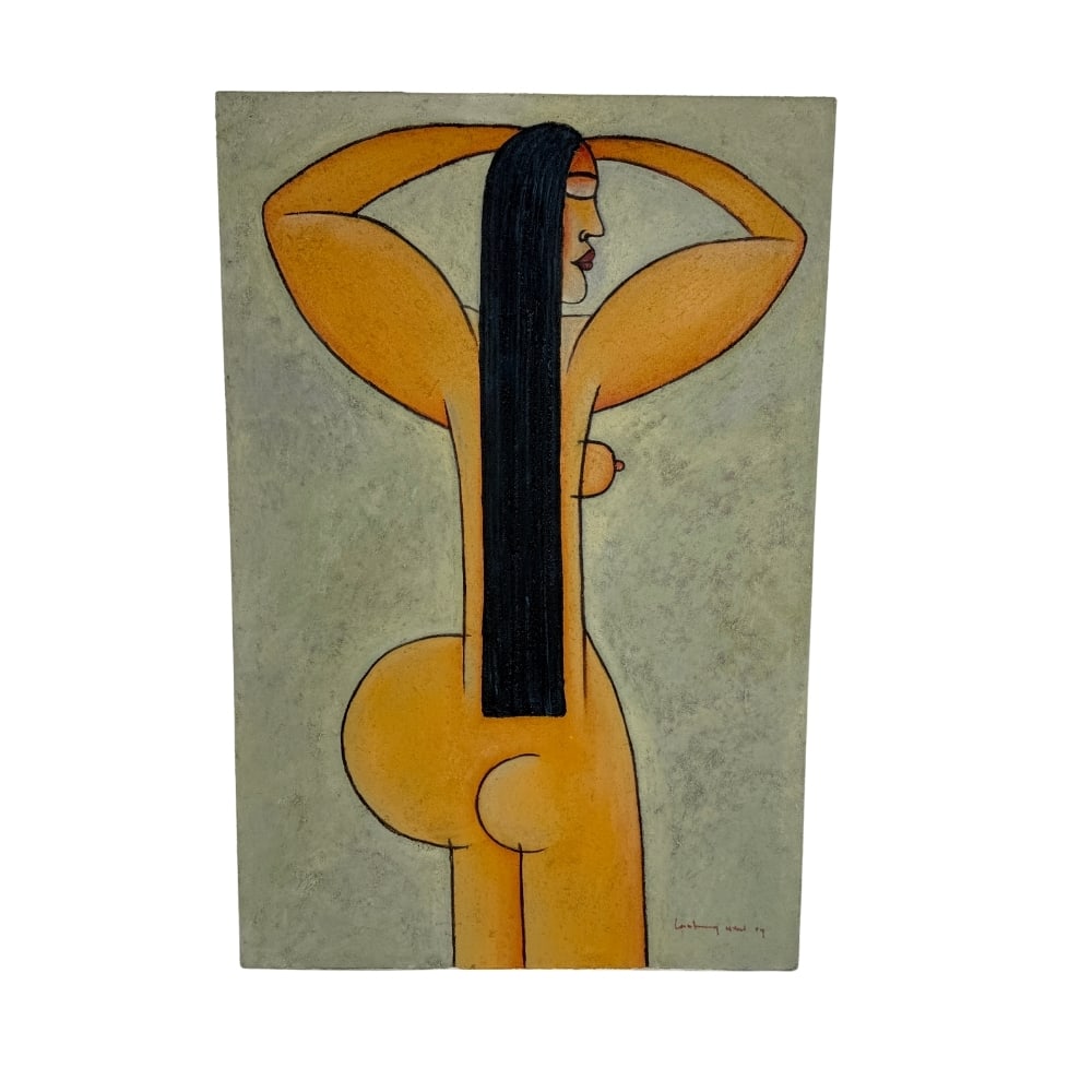 VINTAGE ABSTRACT PAINTING, SIGNED: Dimensions: H 47.5” x W 31.7”. Vintage abstract painting on canvas. Signed.