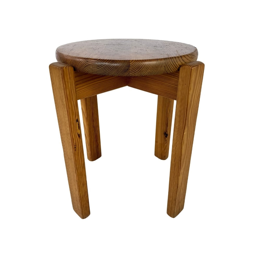 FRENCH PINE STOOL, 1960s (1 of 7)