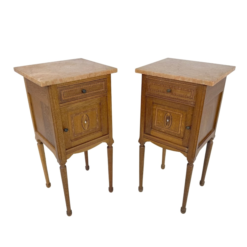 (2) ANTIQUE FRENCH MARBLE TOP BEDSIDE TABLES (1 of 13)