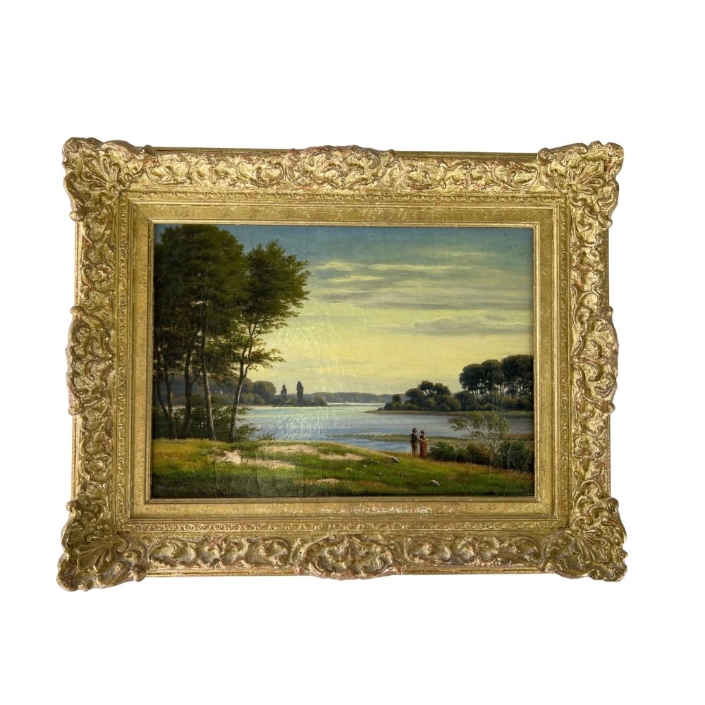 ANTIQUE OIL ON CANVAS LANDSCAPE, UNSIGNED (1 of 9)