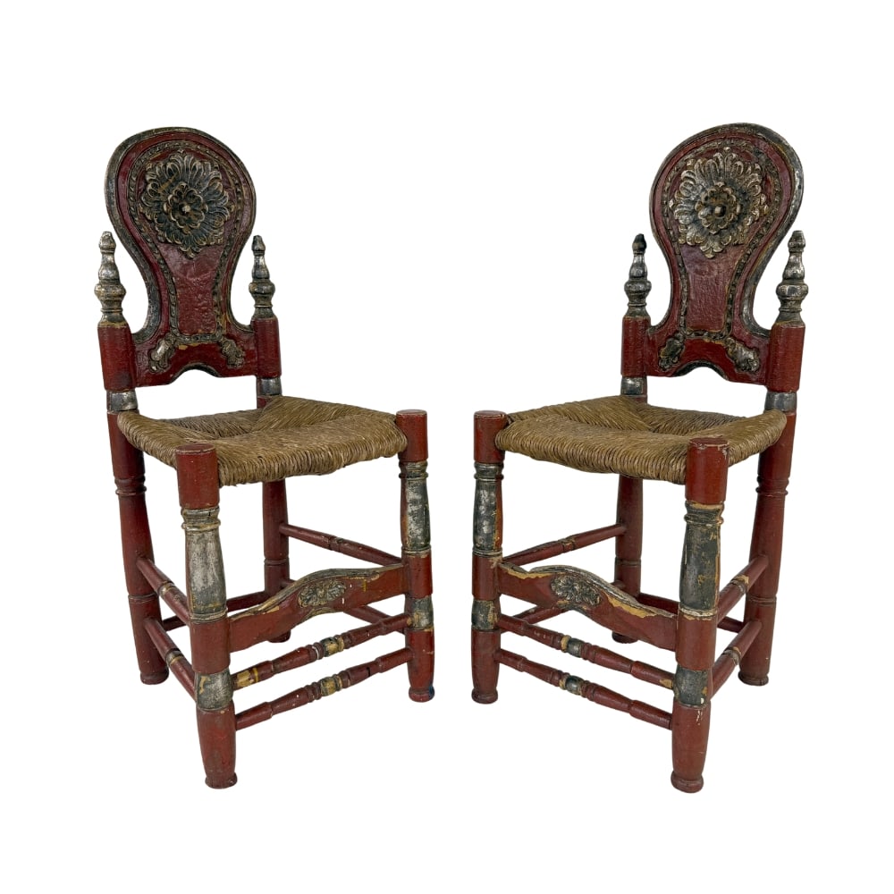 (2) ANTIQUE SPANISH CHAIRS 18C (1 of 15)