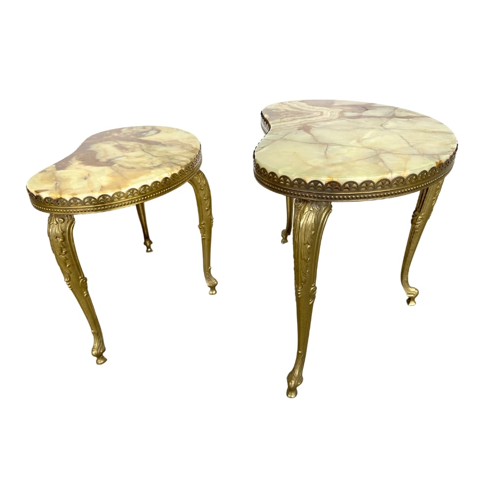 (2) HOLLYWOOD REGENCY ONYX NESTING TABLES (1 of 9)