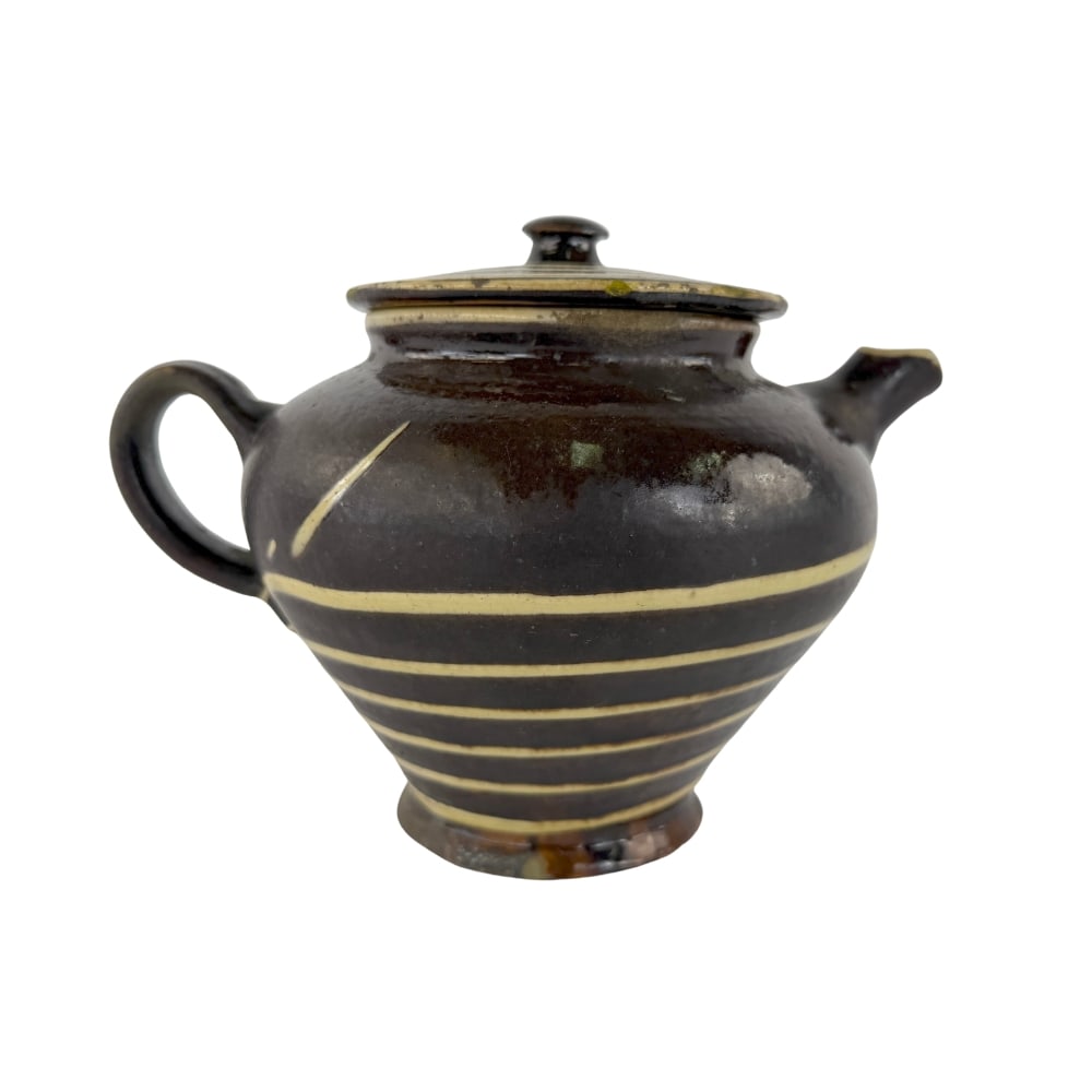 ANTIQUE HAND-PAINTED CERAMIC TEAPOT (1 of 8)