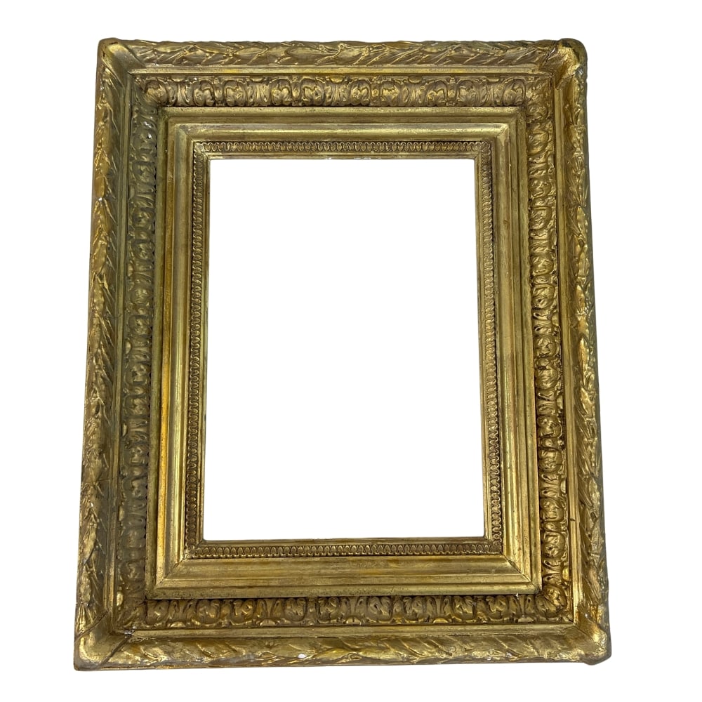 GILT WOOD PAINTING FRAME: Dimensions: H 19.7” x W 16”. Antique French gilt wood painting frame.
