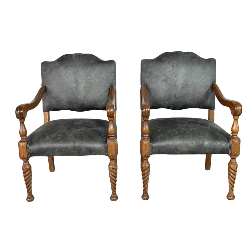 (2) VICTORIAN STYLE ARMCHAIRS, REUPHOLSTERED (1 of 5)