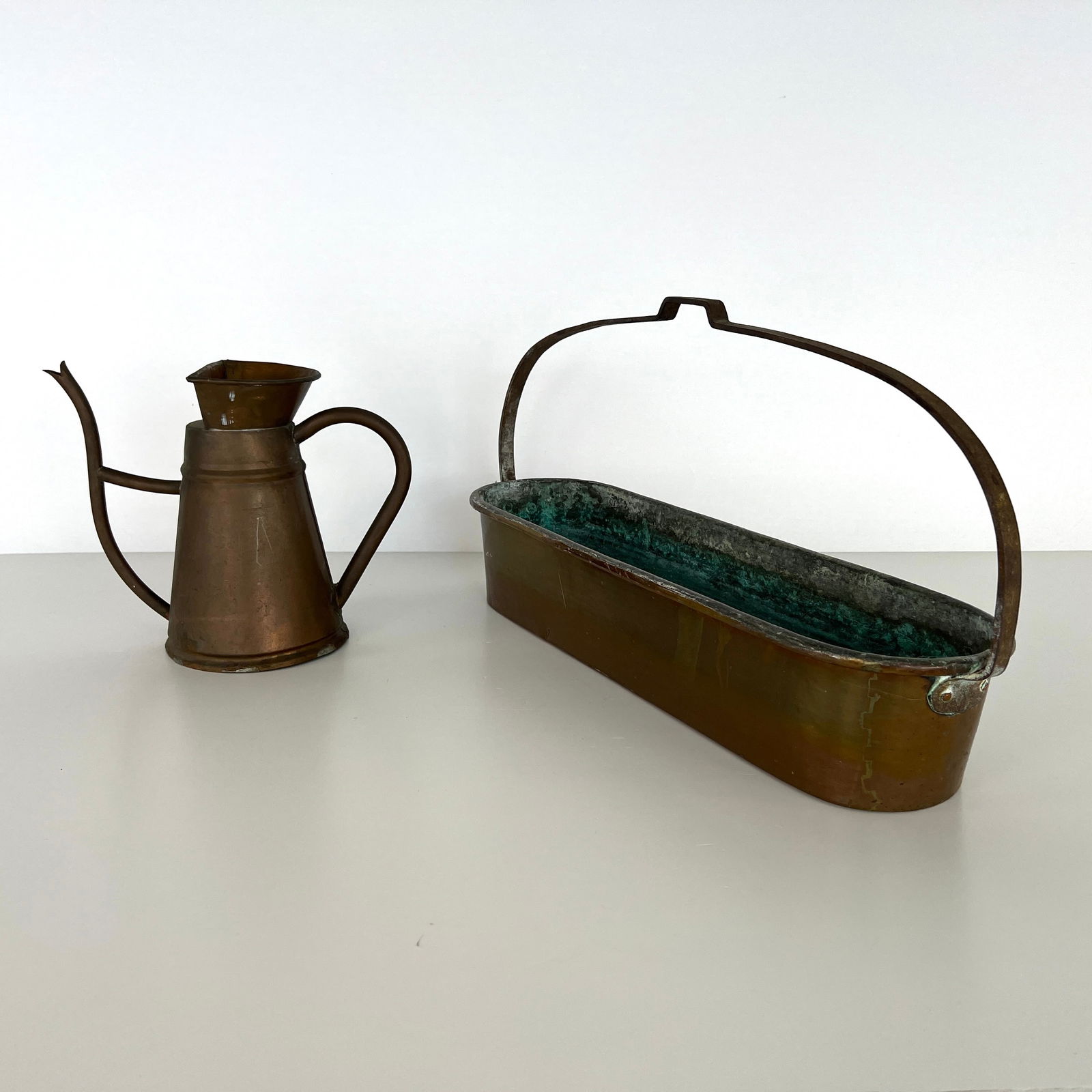 19C COPPER WATERING CAN AND PLANTER (1 of 9)