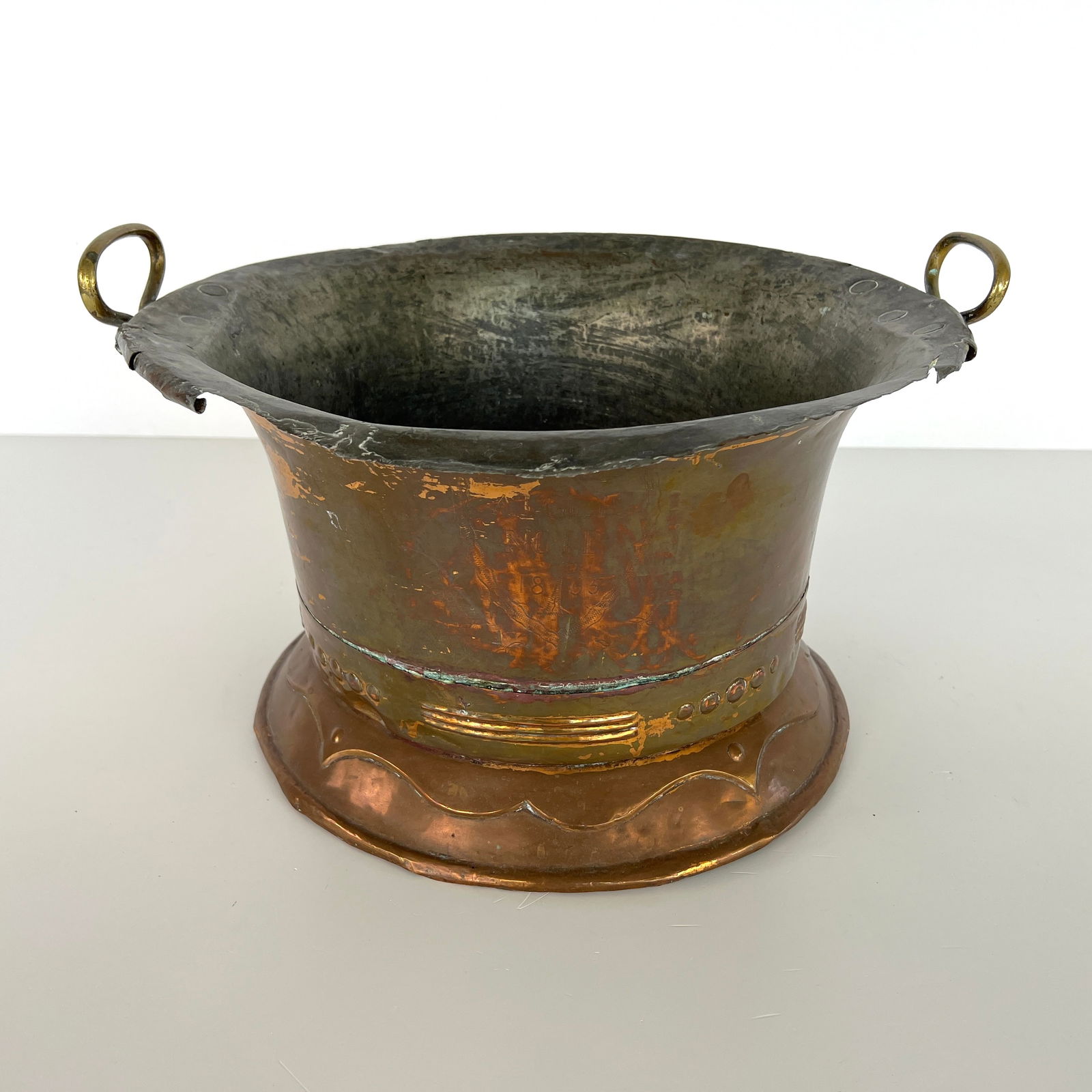 ANTIQUE COPPER AND BRASS PLANTER (1 of 9)