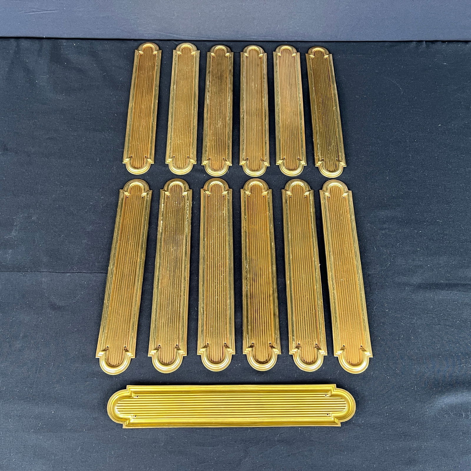 (13) ANTIQUE BRASS DOOR PLAQUES, 19C (1 of 7)