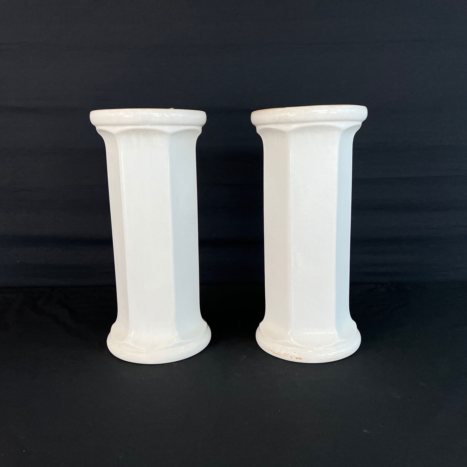 VINTAGE CERAMIC COLUMN VASES, ITALY, A PAIR (1 of 7)