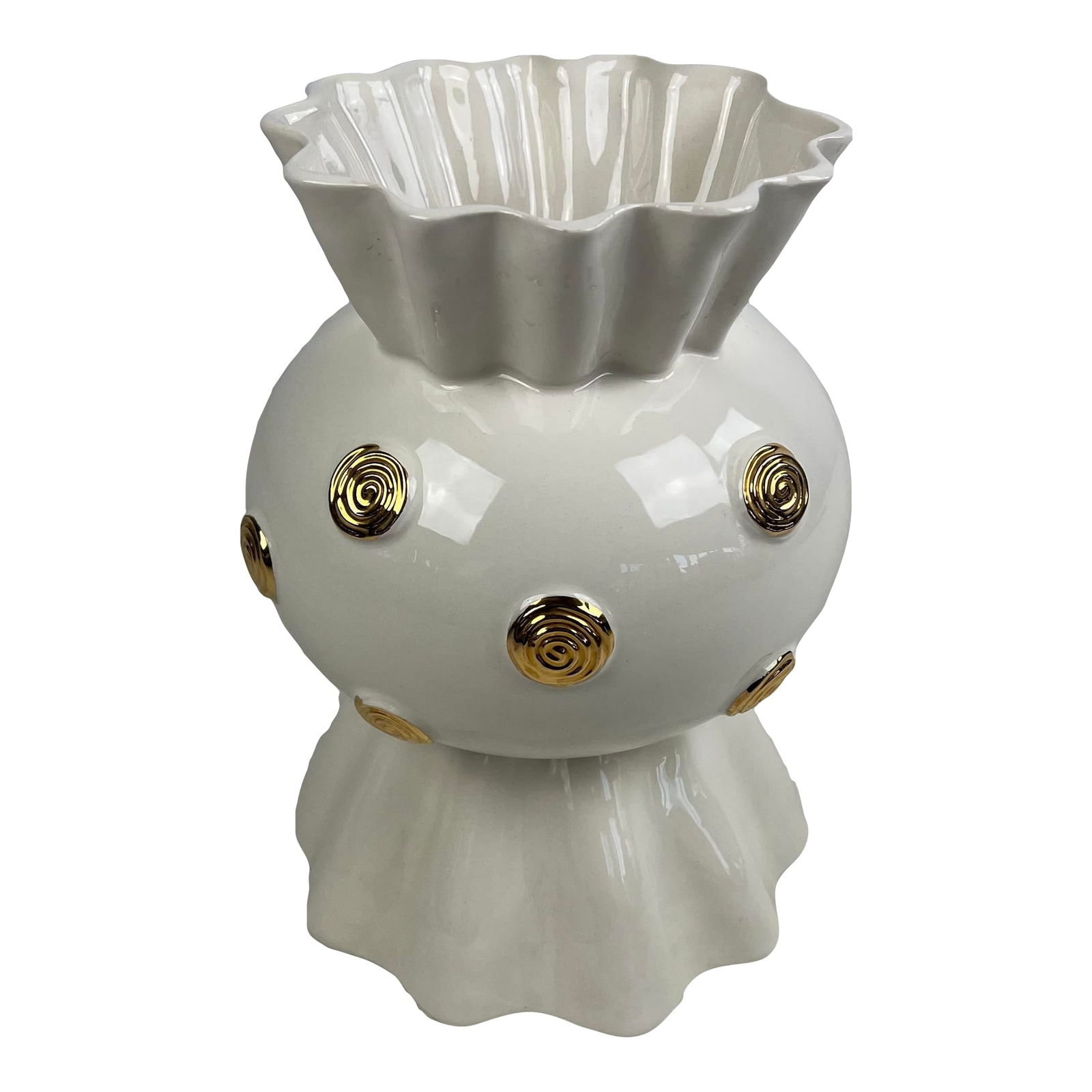 WHAT’S VINCENT CADEAUX BONBON VASE, FRANCE: Dimensions: H 9.5” x W 6” x D 6”. French What’s Vincent Cadeaux ceramic bonbon vase. Maker’s mark on the bottom.