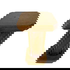 FRENCH OAK PLANT STAND SIDE TABLE: Dimensions: H 14.5” x W 7.7”. Vintage French oak plant stand with octagonal top and base.