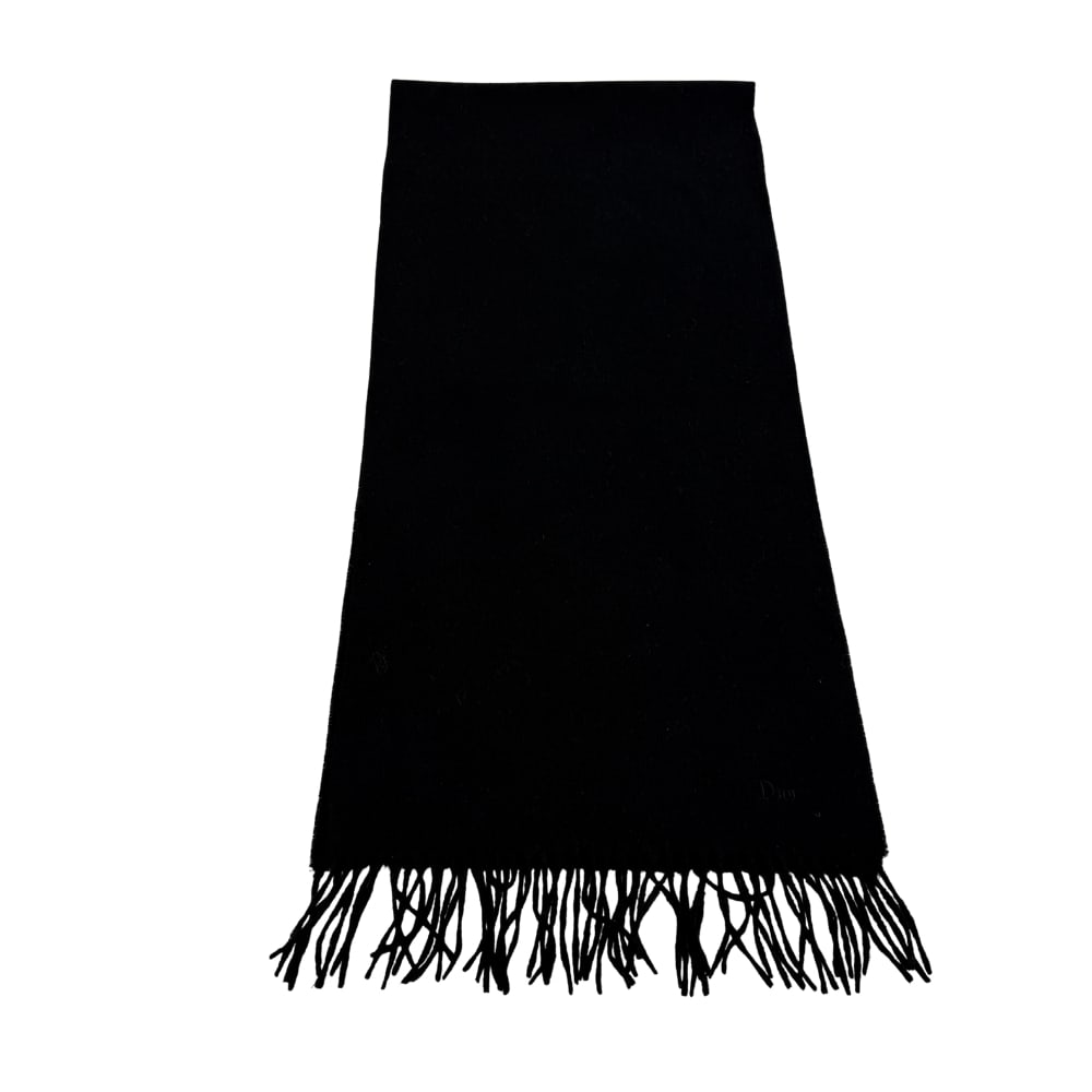 CHRISTIAN DIOR CASHMERE SCARF: Dimensions: H 64” x W 15”. Christian Dior 100% cashmere black scarf.