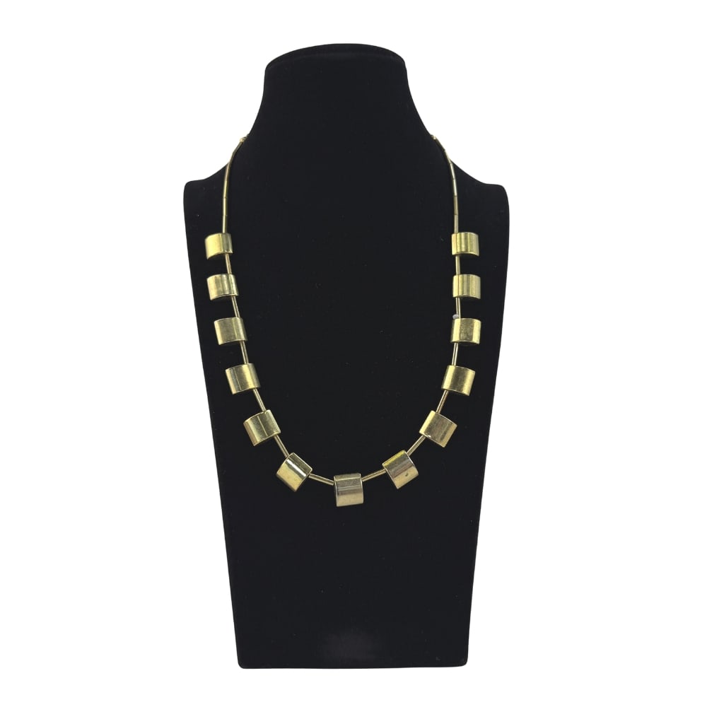 VINTAGE NECKLACE: Dimensions: W 9.5”. Givenchy styled Vintage gold-tone necklace with square jewel bibs.