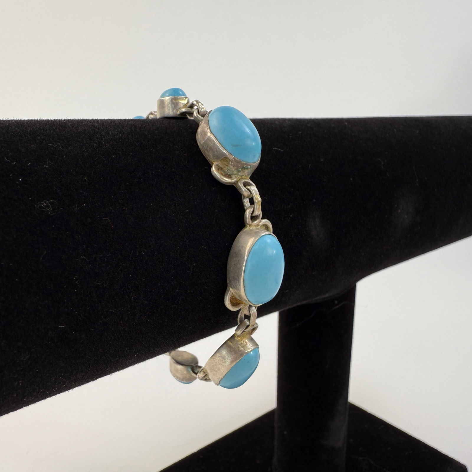 VINTAGE CABOCHON SILVER BRACELET (1 of 4)
