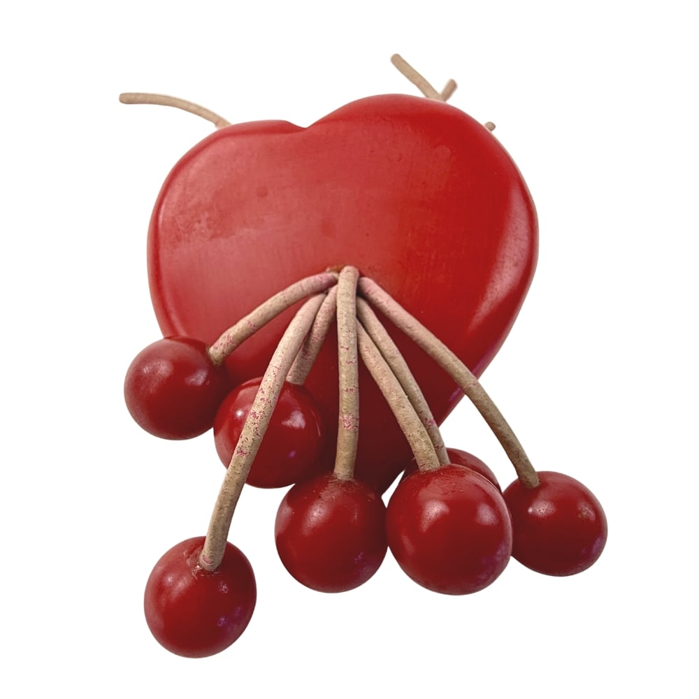 RED BAKELITE HEART BROOCH (1 of 4)