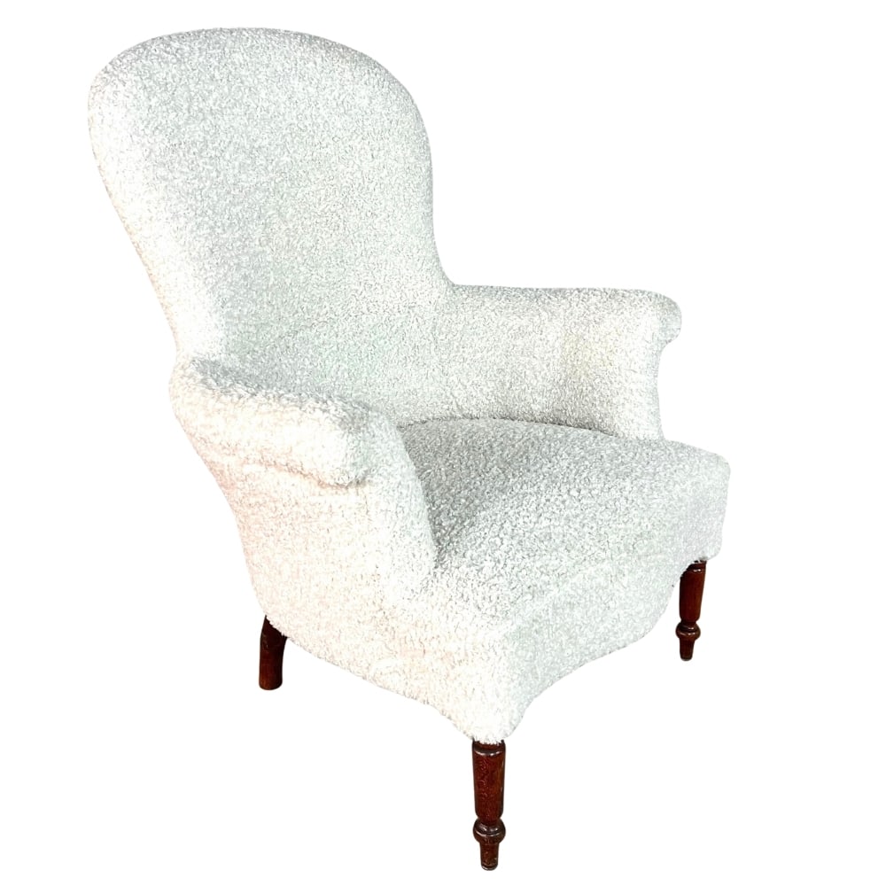FRENCH REUPHOLSTERED LOUNGE CHAIR (1 of 8)
