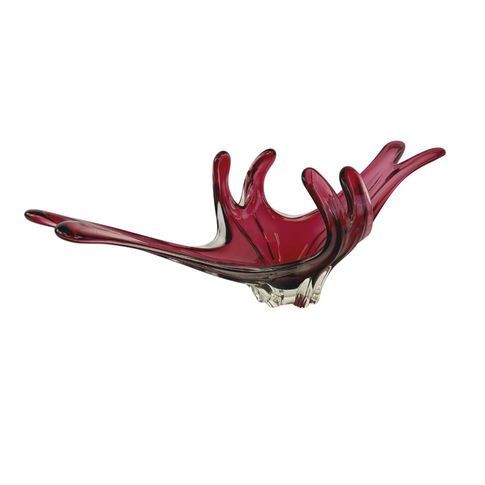 MURANO GLASS BOWL: Dimensions: H 10.5” x W 30”. Vintage Italian Murano glass bowl / plateau.