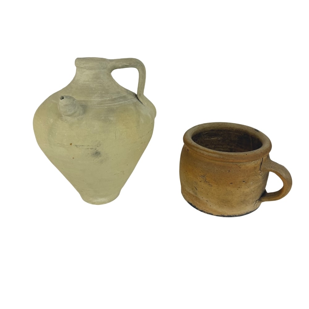 FRENCH STONEWARE POTS, A PAIR (1 of 14)