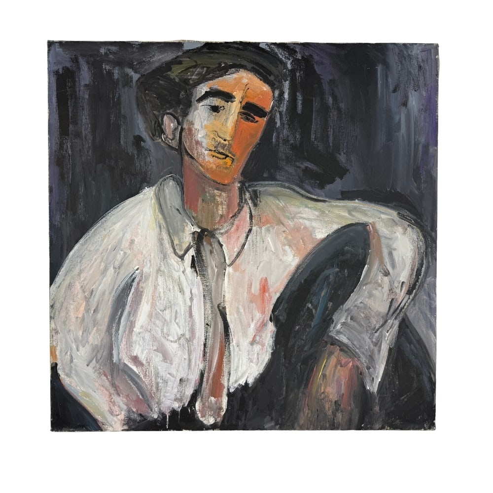 OIL ON CANVAS PAINTING, UNSIGNED: Dimensions: H 33.7” x W 33.7”. Portrait oil on canvas painting.