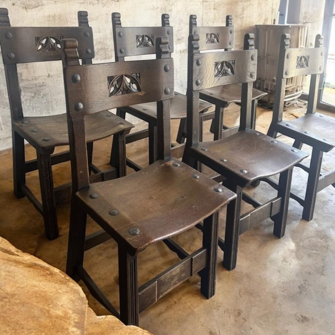 (6) VINTAGE BRUTALIST DINING CHAIRS - 3