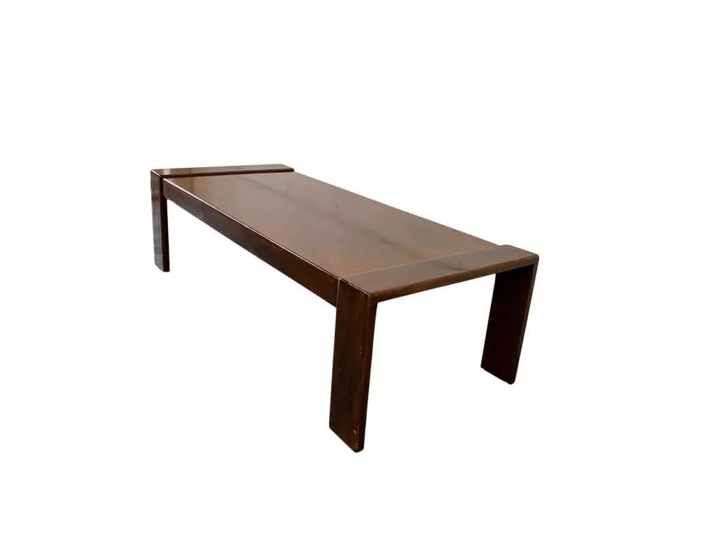 BRUTALIST COFFEE TABLE: Dimensions: H 15.7” x W 55.1” x D 22.8”. Vintage brutalist solid oak coffee table.